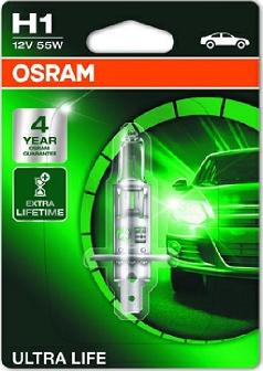 Osram 64150ULT-01B - Лампа Osram Ultra Life H1 55W 12V P14.5S потроєний строк службиупаковка блістер autozip.com.ua