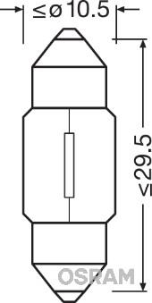 Osram 6438-02B - Лампа софитная вспомогат. освещения C10W 12V 10W SV8.5-8 2 шт blister пр-во OSRAM autozip.com.ua