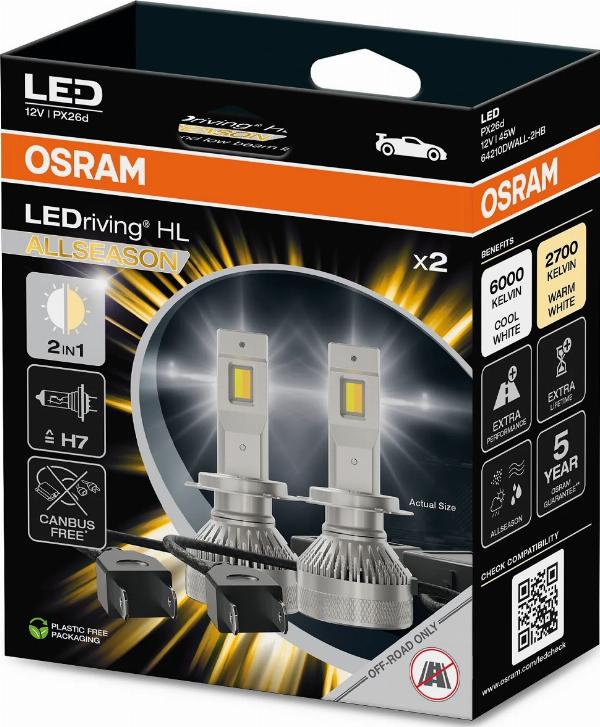 OSRAM 64210DWALL-2HB - Лампа розжарювання, фара дальнього світла autozip.com.ua