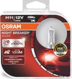 Osram 64211NBS-HCB - к-кт 2шт Лампа Osram NIGHT BREAKER® SILVER 12V H11 55W PGJ19-2 100 autozip.com.ua