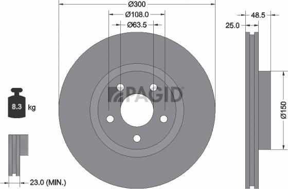 Pagid 54413NHC - Гальмівний диск autozip.com.ua