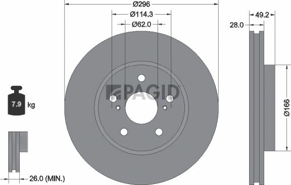 Pagid 54358N - Гальмівний диск autozip.com.ua