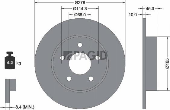 Pagid 54257NC - Гальмівний диск autozip.com.ua