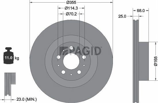 Pagid 56519NHC - Гальмівний диск autozip.com.ua