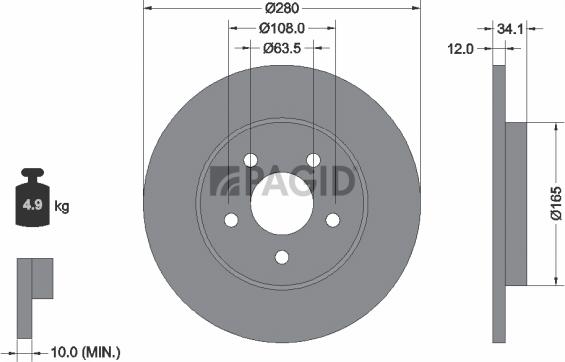 Pagid 50346NC - Гальмівний диск autozip.com.ua