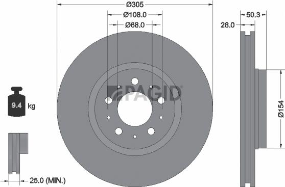 Pagid 50283NC - Гальмівний диск autozip.com.ua