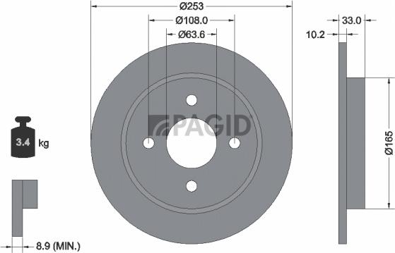 Pagid 51008NC - Гальмівний диск autozip.com.ua
