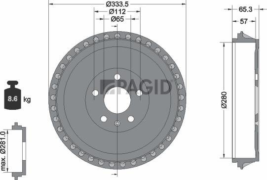 Pagid 61493N - Гальмівний барабан autozip.com.ua