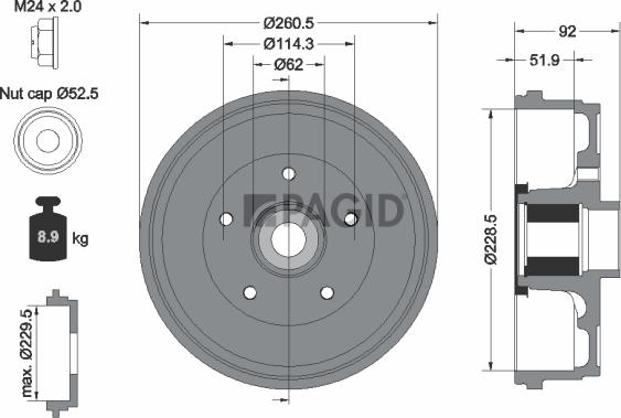 Pagid 61478N - Гальмівний барабан autozip.com.ua