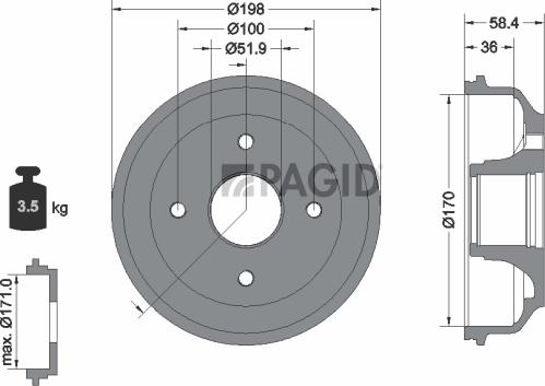 Pagid 61509N - Гальмівний барабан autozip.com.ua