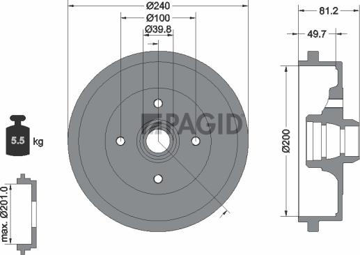 Pagid 63912N - Гальмівний барабан autozip.com.ua