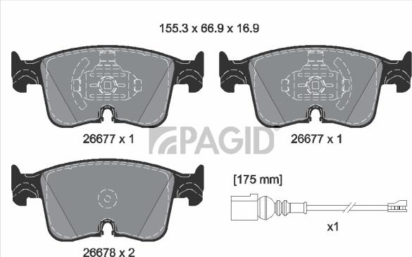Pagid T4624N-56348N-00 - Комплект гальм, дисковий гальмівний механізм autozip.com.ua