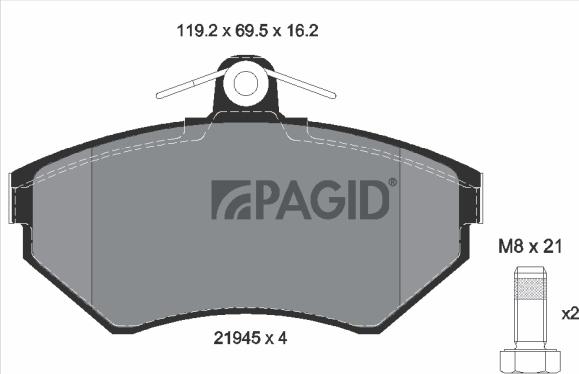 Pagid T5095N - Гальмівні колодки, дискові гальма autozip.com.ua