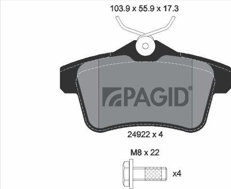 Pagid T1844N - Гальмівні колодки, дискові гальма autozip.com.ua
