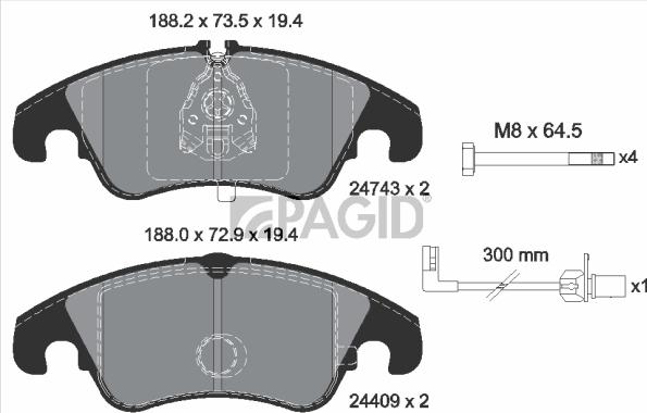Pagid T1748N-55292-00 - Комплект гальм, дисковий гальмівний механізм autozip.com.ua