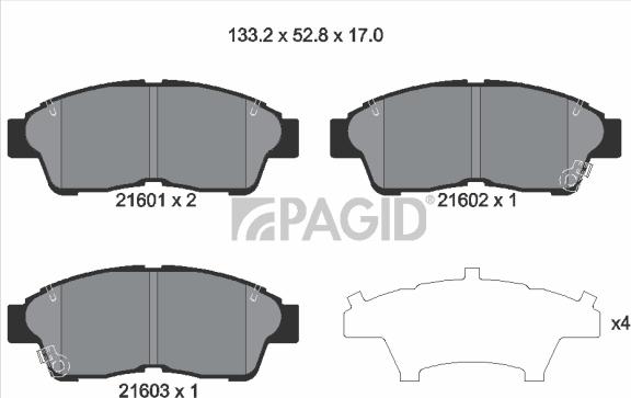 Pagid T3013N - Гальмівні колодки, дискові гальма autozip.com.ua