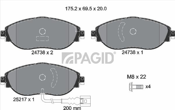 Pagid T2074N - Гальмівні колодки, дискові гальма autozip.com.ua