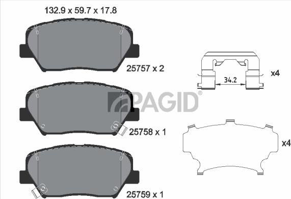 Pagid T2278N - Гальмівні колодки, дискові гальма autozip.com.ua