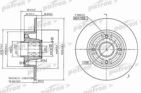 Patron PBD7015 - Гальмівний диск autozip.com.ua