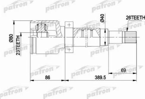 Patron PCV5011 - Шарнірний комплект, ШРУС, приводний вал autozip.com.ua