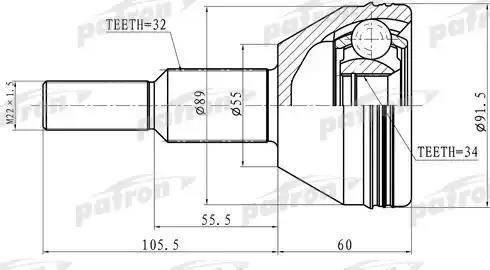 Patron PCV6908 - Шарнірний комплект, ШРУС, приводний вал autozip.com.ua