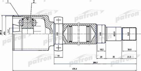 Patron PCV1497 - Шарнірний комплект, ШРУС, приводний вал autozip.com.ua