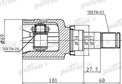 Patron PCV1458 - Шарнір, ШРУС, приводний вал autozip.com.ua