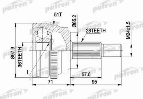 Patron PCV1453 - Шарнірний комплект, ШРУС, приводний вал autozip.com.ua