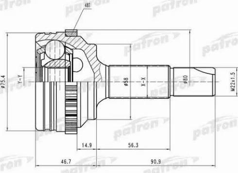 Patron PCV1460 - Шарнірний комплект, ШРУС, приводний вал autozip.com.ua