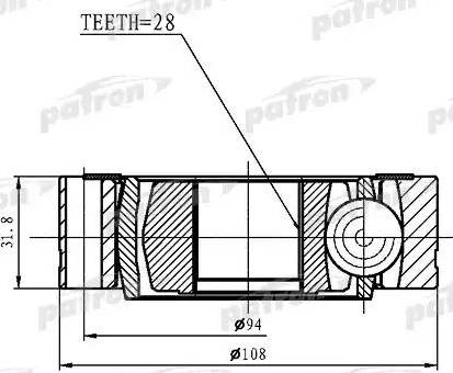 Patron PCV1461 - Шарнірний комплект, ШРУС, приводний вал autozip.com.ua