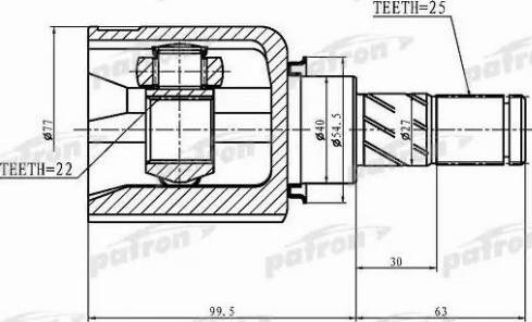Patron PCV1405 - Шарнір, ШРУС, приводний вал autozip.com.ua