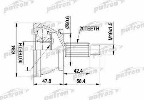 Patron PCV1403 - Шарнір, ШРУС, приводний вал autozip.com.ua