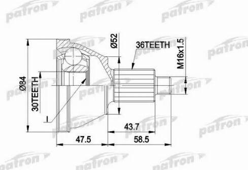 Patron PCV1413 - Шарнірний комплект, ШРУС, приводний вал autozip.com.ua