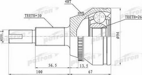 Patron PCV1436 - Шарнір, ШРУС, приводний вал autozip.com.ua