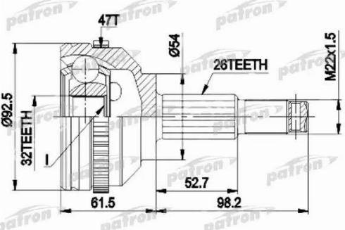 Patron PCV1438 - Шарнірний комплект, ШРУС, приводний вал autozip.com.ua