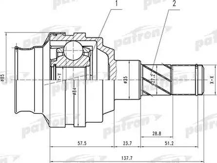 Patron PCV1547 - Шарнірний комплект, ШРУС, приводний вал autozip.com.ua