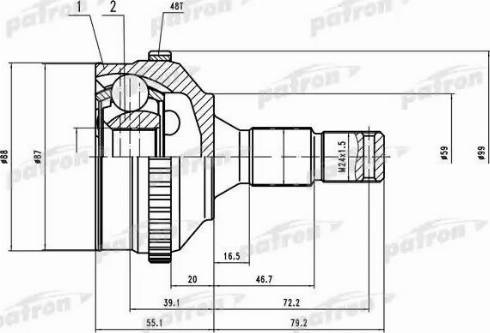 Patron PCV1569 - Шарнірний комплект, ШРУС, приводний вал autozip.com.ua