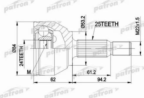 Patron PCV1511 - Шарнірний комплект, ШРУС, приводний вал autozip.com.ua