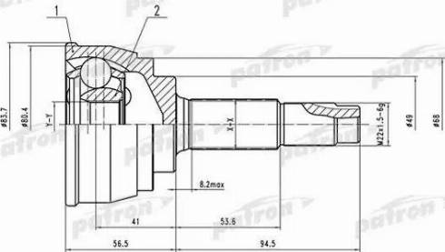 Patron PCV1535 - Шарнірний комплект, ШРУС, приводний вал autozip.com.ua