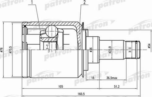 Patron PCV1521 - Шарнір, ШРУС, приводний вал autozip.com.ua