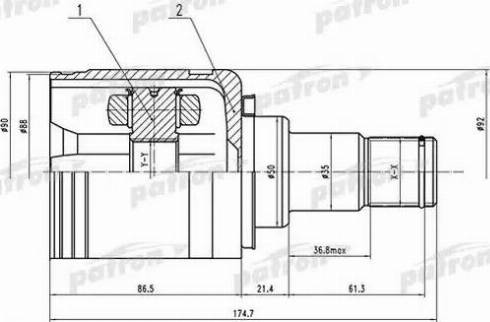 Patron PCV1570 - Шарнір, ШРУС, приводний вал autozip.com.ua