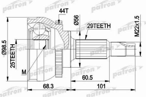 Patron PCV1600 - Шарнірний комплект, ШРУС, приводний вал autozip.com.ua