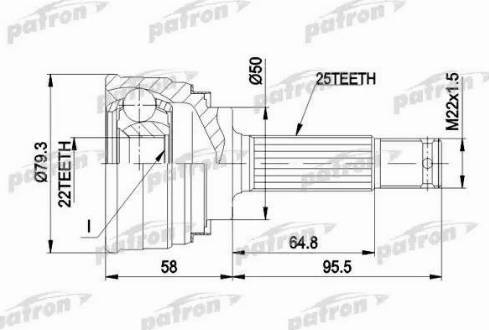 Patron PCV1047 - Шарнірний комплект, ШРУС, приводний вал autozip.com.ua