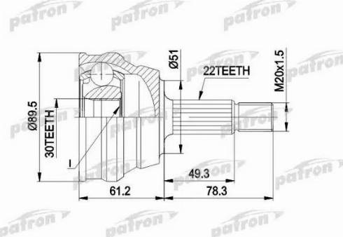 Patron PCV1050 - Шарнірний комплект, ШРУС, приводний вал autozip.com.ua