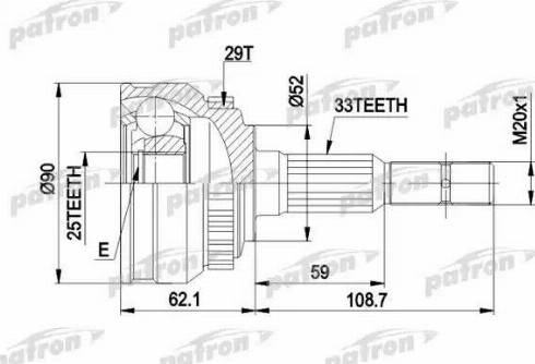 Patron PCV1051 - Шарнірний комплект, ШРУС, приводний вал autozip.com.ua