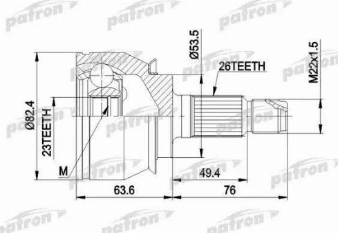 Patron PCV1001 - Шарнірний комплект, ШРУС, приводний вал autozip.com.ua