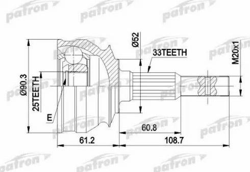 Patron PCV1008 - Шарнір, ШРУС, приводний вал autozip.com.ua