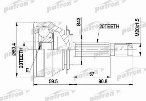 Patron PCV1019 - Шарнірний комплект, ШРУС, приводний вал autozip.com.ua