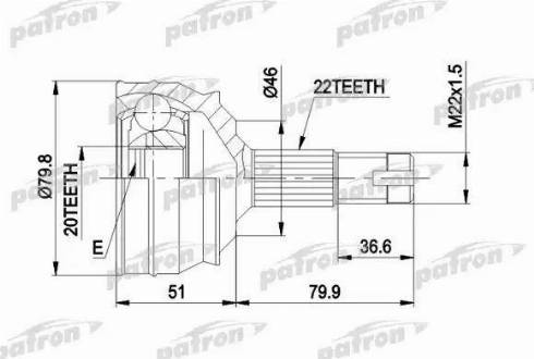 Patron PCV1013 - Шарнірний комплект, ШРУС, приводний вал autozip.com.ua