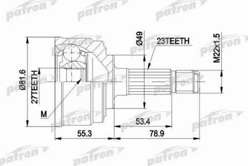 Patron PCV1086 - Шарнірний комплект, ШРУС, приводний вал autozip.com.ua